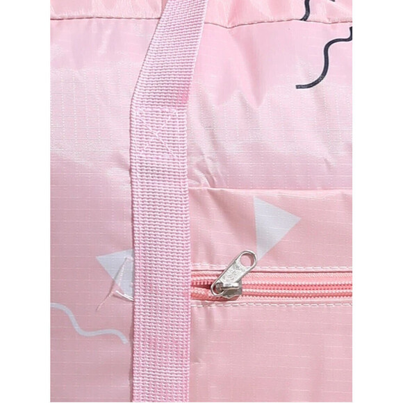 Triangle Pattern Foldable Travel Bag In Pink - Picture 3 of 4